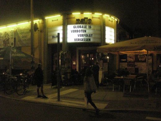 Evening falls at globaLE Filmfestival in Leipzig / Germany.